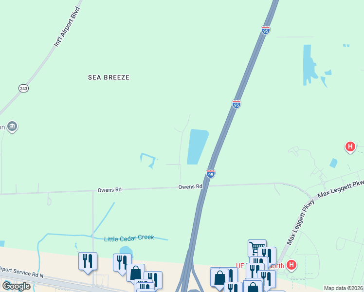 map of restaurants, bars, coffee shops, grocery stores, and more near 905 Owens Road in Jacksonville