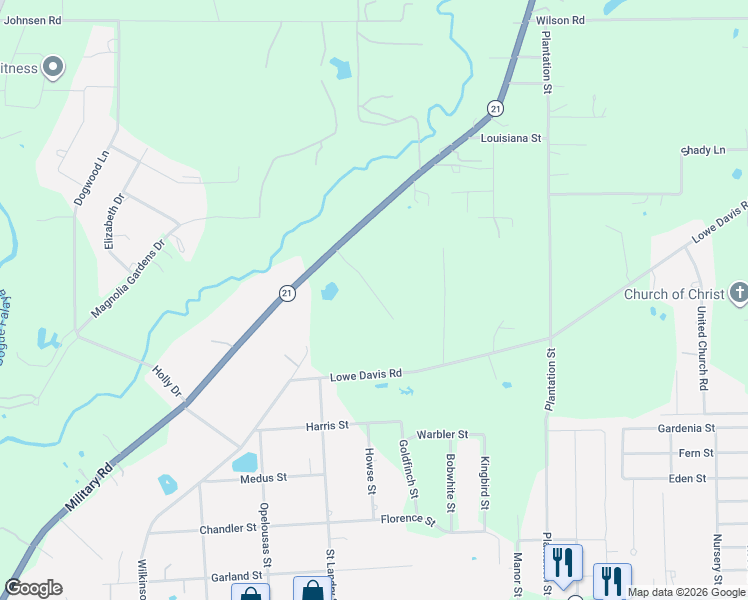 map of restaurants, bars, coffee shops, grocery stores, and more near 20392 Military Heights Drive in Covington