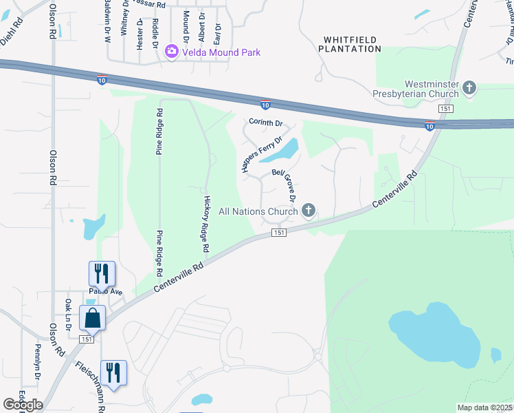 map of restaurants, bars, coffee shops, grocery stores, and more near 3029 Harpers Ferry Drive in Tallahassee