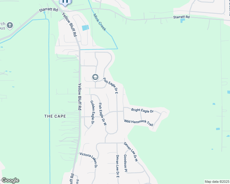 map of restaurants, bars, coffee shops, grocery stores, and more near 14048 Fish Eagle Drive East in Jacksonville