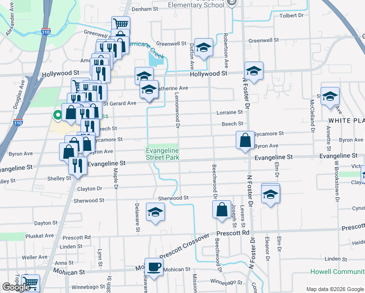 map of restaurants, bars, coffee shops, grocery stores, and more near 4243 Byron Avenue in Baton Rouge