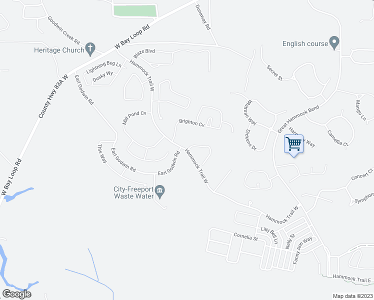 map of restaurants, bars, coffee shops, grocery stores, and more near Hammock Trail West in Freeport