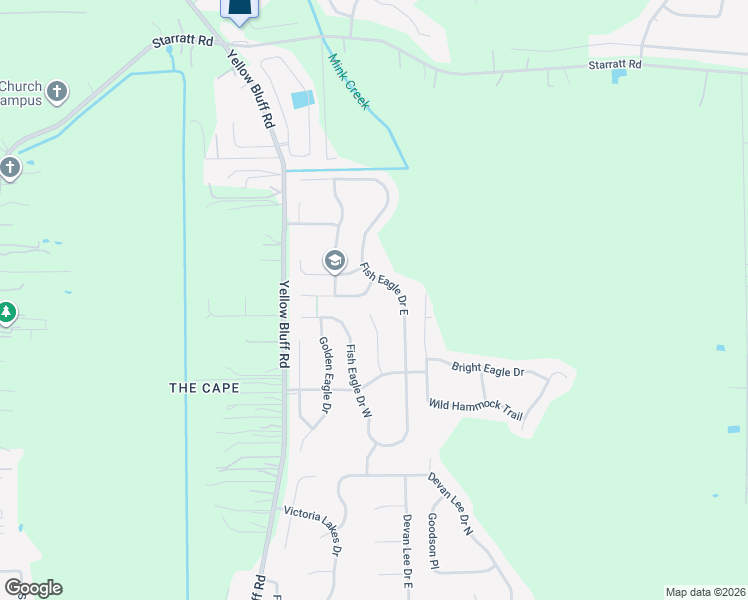 map of restaurants, bars, coffee shops, grocery stores, and more near 14101 Eagle Feathers Drive in Jacksonville