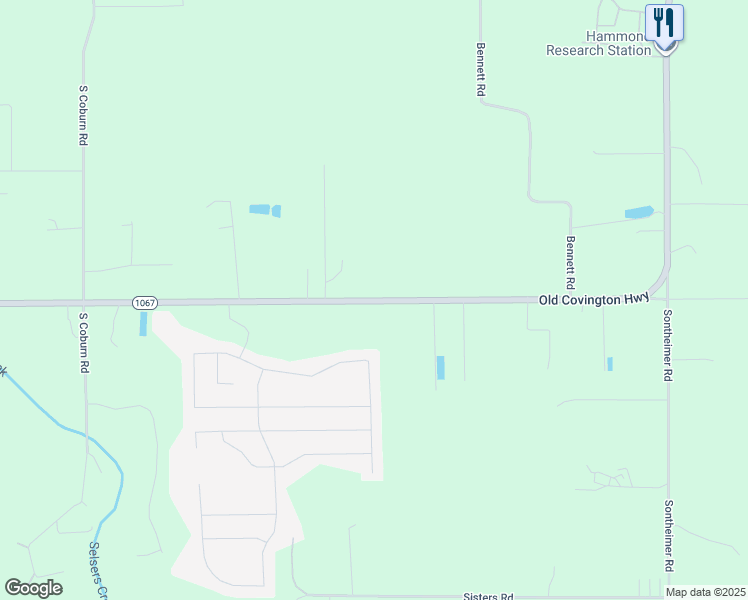 map of restaurants, bars, coffee shops, grocery stores, and more near 20397 Old Covington Highway in Hammond