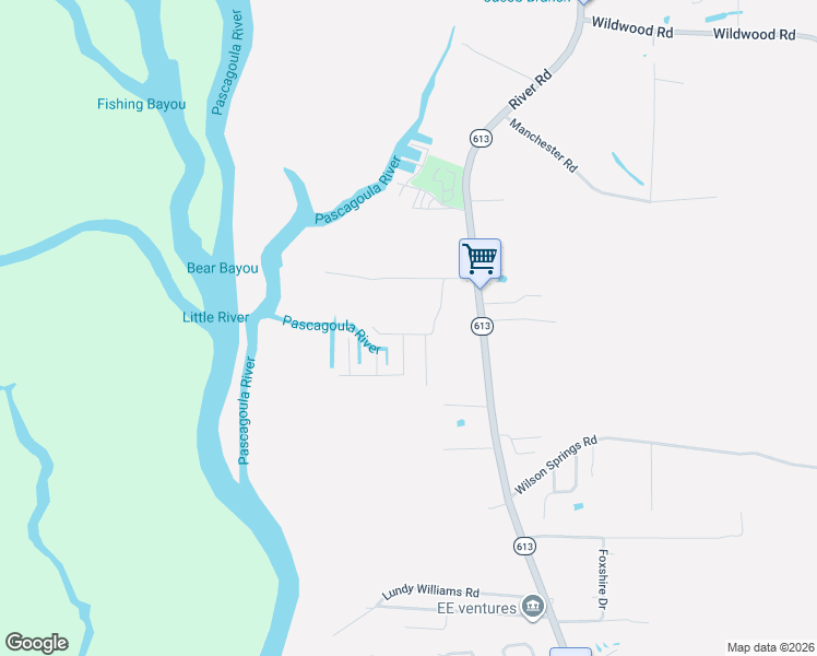 map of restaurants, bars, coffee shops, grocery stores, and more near 3124 Donniebrook Lane in Moss Point