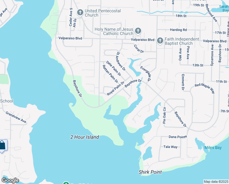 map of restaurants, bars, coffee shops, grocery stores, and more near 1522 Royal Palm Drive in Niceville