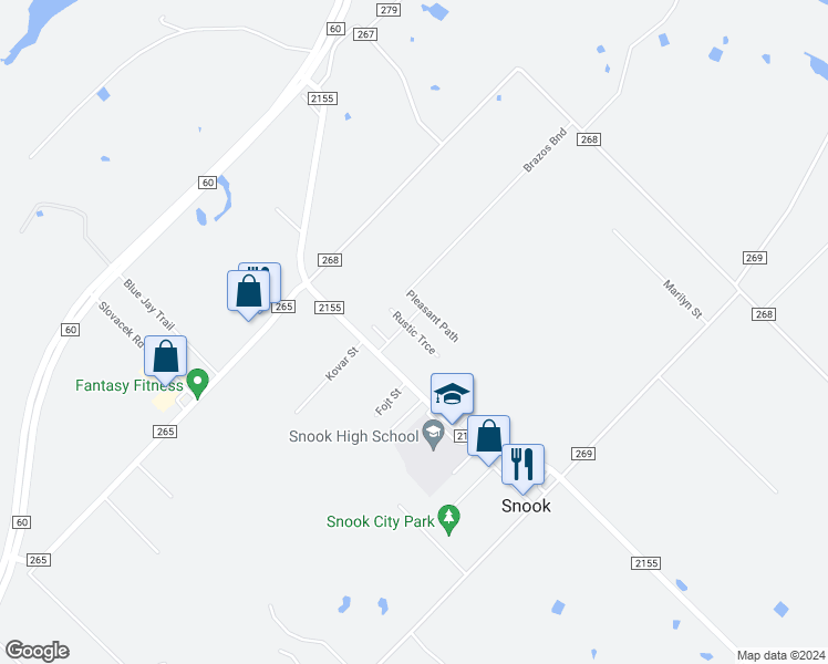 map of restaurants, bars, coffee shops, grocery stores, and more near in Snook