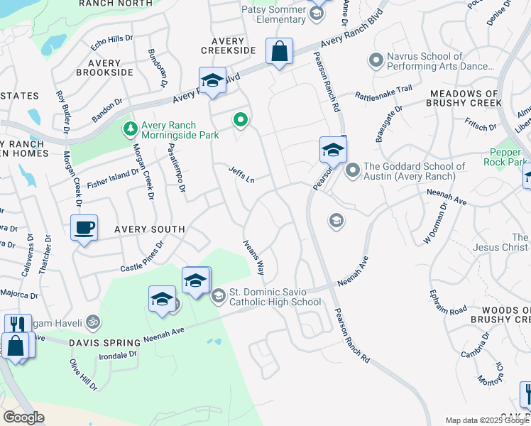 map of restaurants, bars, coffee shops, grocery stores, and more near 9405 Kyles Stake Road in Austin