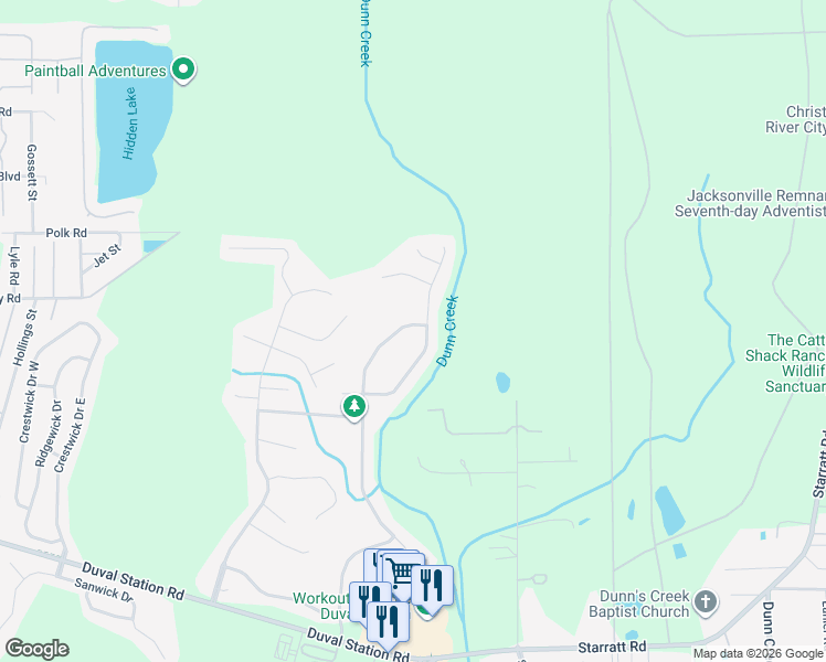 map of restaurants, bars, coffee shops, grocery stores, and more near 14298 Summer Breeze Drive in Jacksonville