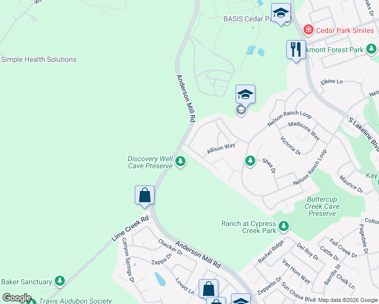 map of restaurants, bars, coffee shops, grocery stores, and more near 209 Gaspar Bend in Cedar Park