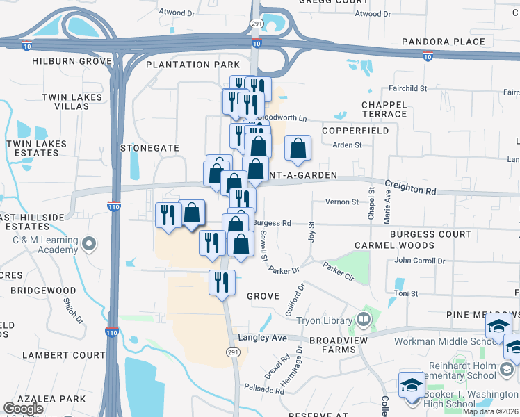 map of restaurants, bars, coffee shops, grocery stores, and more near in 