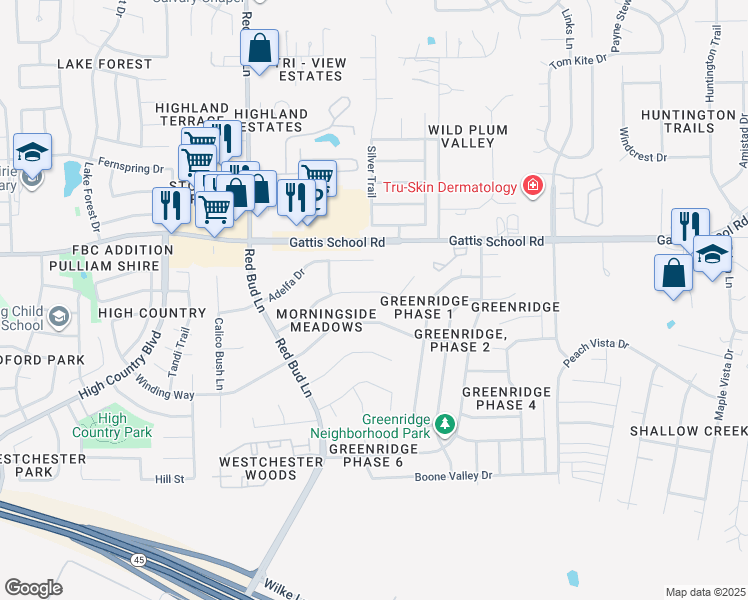 map of restaurants, bars, coffee shops, grocery stores, and more near 152 Silk Tree Lane in Round Rock