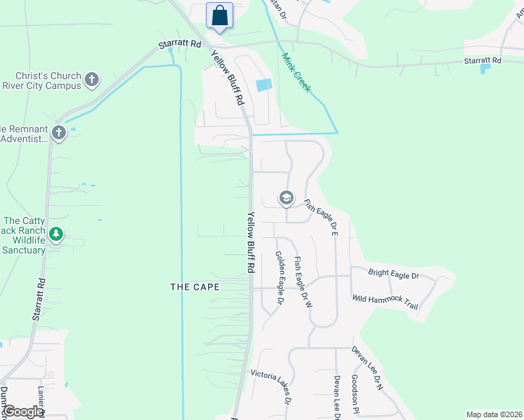 map of restaurants, bars, coffee shops, grocery stores, and more near 2828 Spotted Eagle Drive in Jacksonville