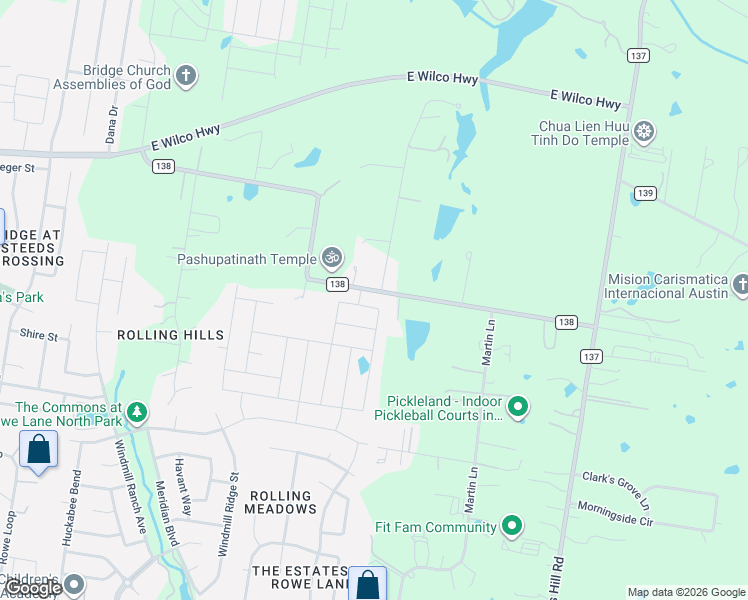 map of restaurants, bars, coffee shops, grocery stores, and more near 104 Spring Valley Street in Hutto
