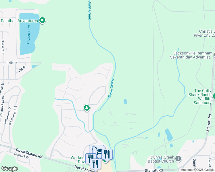 map of restaurants, bars, coffee shops, grocery stores, and more near 788 Reflection Cove Road East in Jacksonville