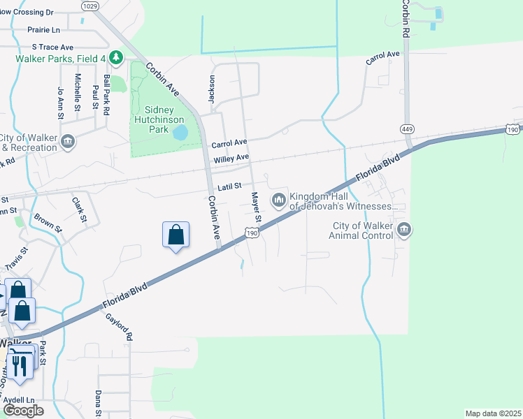 map of restaurants, bars, coffee shops, grocery stores, and more near 30060 Mayer Street in Walker