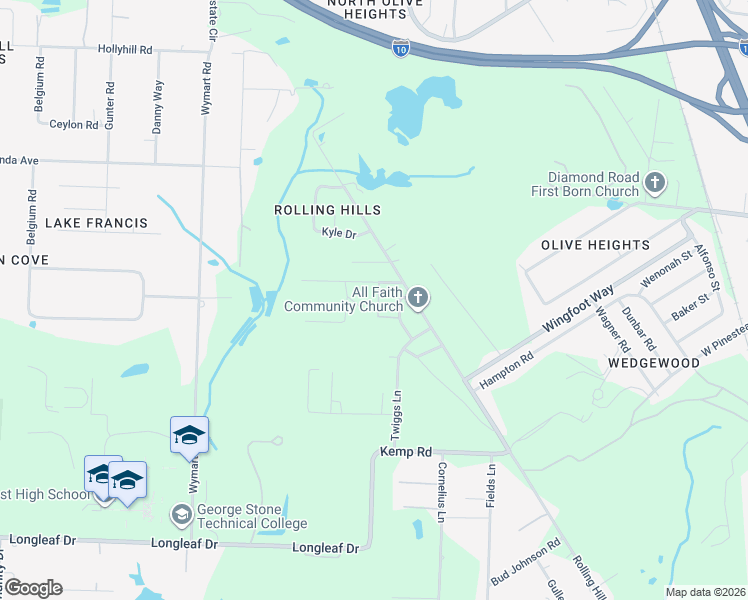 map of restaurants, bars, coffee shops, grocery stores, and more near 1700 Savage Lane in Pensacola