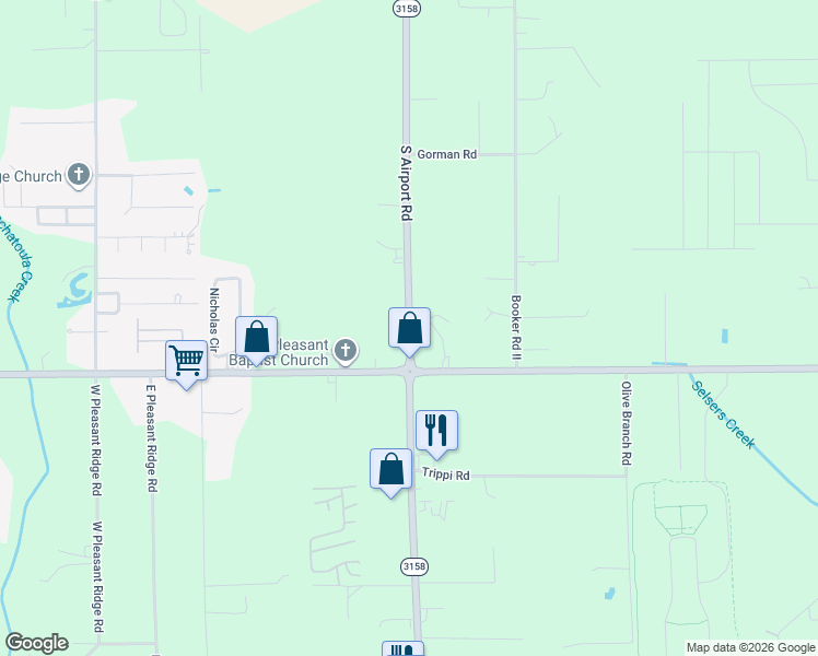 map of restaurants, bars, coffee shops, grocery stores, and more near 44039 South Airport Road in Hammond
