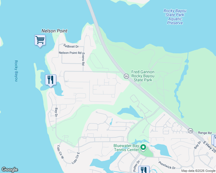 map of restaurants, bars, coffee shops, grocery stores, and more near 4238 Ida Coon Circle in Niceville
