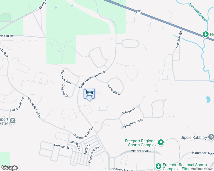 map of restaurants, bars, coffee shops, grocery stores, and more near 144 Camellia Court in Freeport