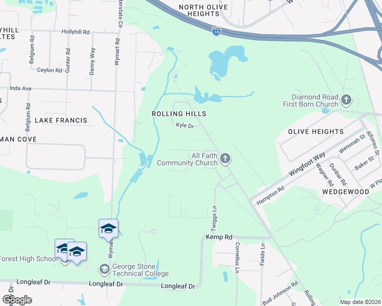 map of restaurants, bars, coffee shops, grocery stores, and more near 1670 Elmhurst Road in Pensacola