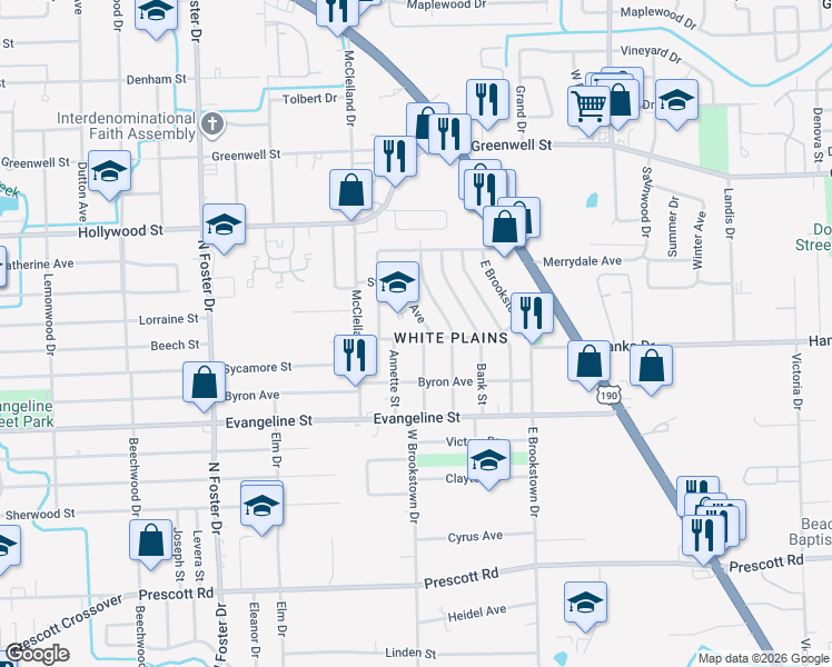 map of restaurants, bars, coffee shops, grocery stores, and more near 5787 Saint Gerard Avenue in Baton Rouge