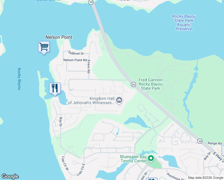 map of restaurants, bars, coffee shops, grocery stores, and more near 4292 Lancaster Drive in Niceville