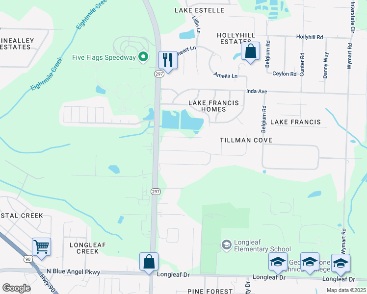 map of restaurants, bars, coffee shops, grocery stores, and more near 1961 Nature Lane in Pensacola
