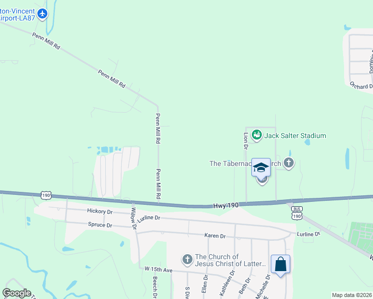 map of restaurants, bars, coffee shops, grocery stores, and more near 73126 Penn Mill Road in Covington