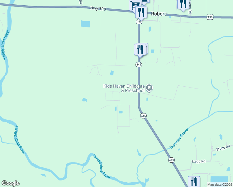 map of restaurants, bars, coffee shops, grocery stores, and more near 44201 Washley Trace Circle in Robert