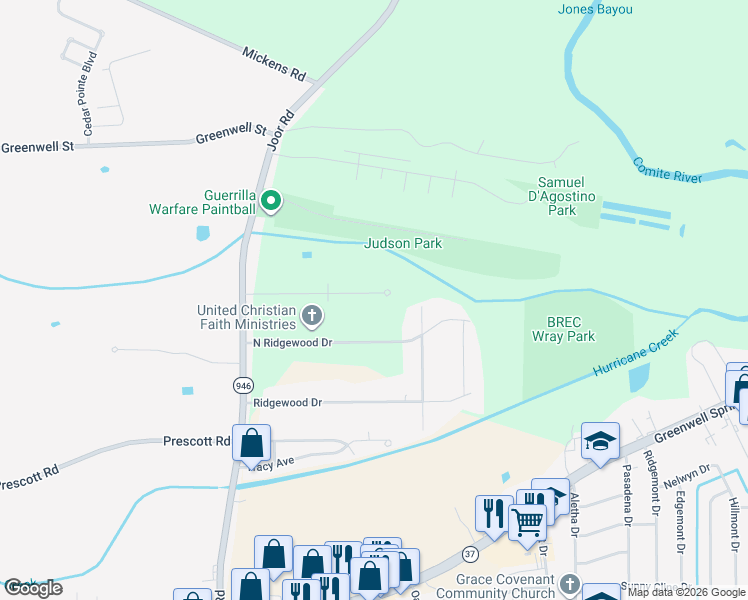 map of restaurants, bars, coffee shops, grocery stores, and more near 9480 Dancy Avenue in Baton Rouge