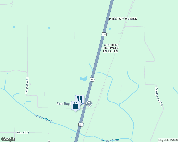 map of restaurants, bars, coffee shops, grocery stores, and more near 19089-19243 U.S. 231 in Fountain