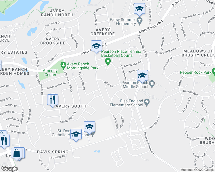 map of restaurants, bars, coffee shops, grocery stores, and more near 9616 Brians Path in Austin