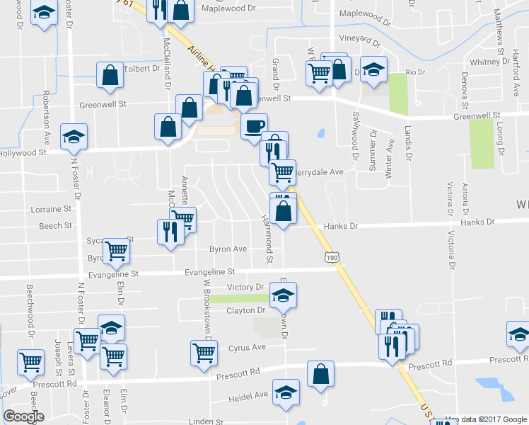 map of restaurants, bars, coffee shops, grocery stores, and more near 6121 Saint Gerard Avenue in Baton Rouge