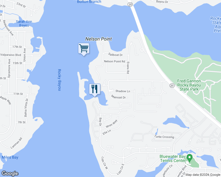map of restaurants, bars, coffee shops, grocery stores, and more near 1700 Ingrid Court in Niceville