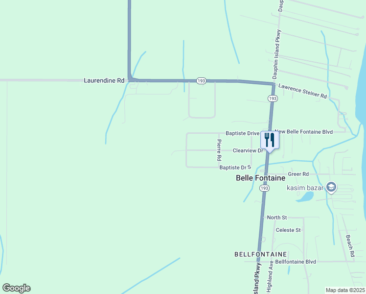 map of restaurants, bars, coffee shops, grocery stores, and more near 9350 Baptiste Drive West in Theodore
