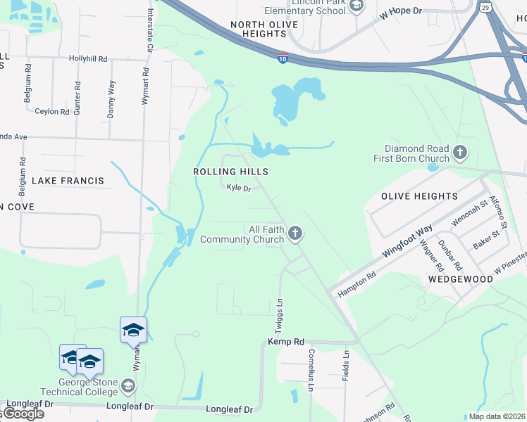 map of restaurants, bars, coffee shops, grocery stores, and more near 1721 Knight Drive in Pensacola