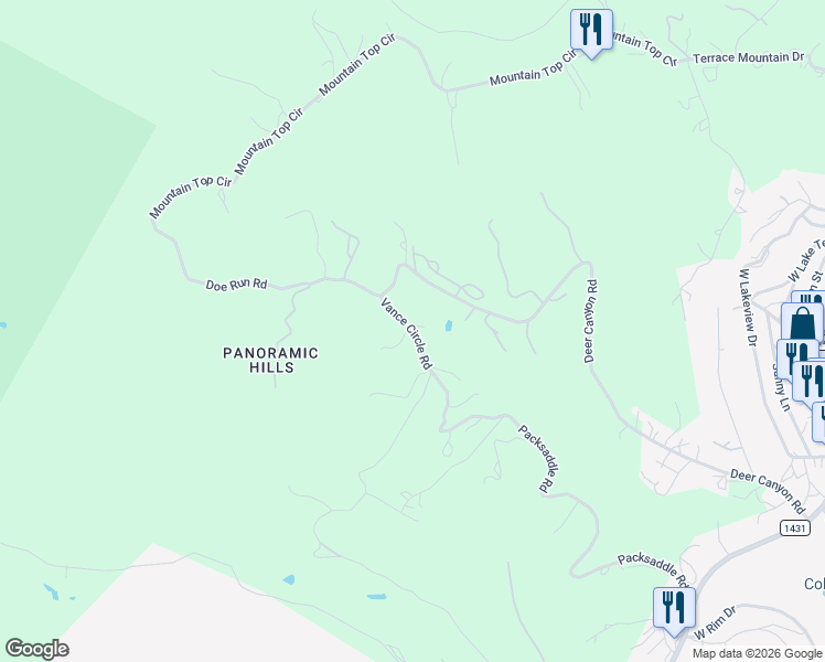 map of restaurants, bars, coffee shops, grocery stores, and more near 10341 Vance Circle Road in Jonestown