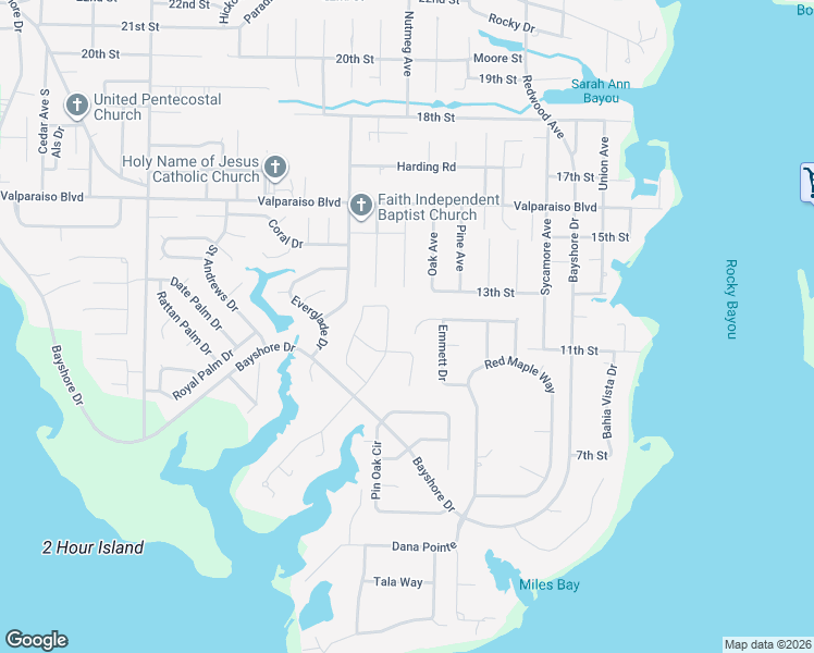 map of restaurants, bars, coffee shops, grocery stores, and more near 916 Rue De Palms in Niceville