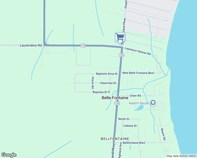 map of restaurants, bars, coffee shops, grocery stores, and more near 3230 Clearview Drive in Theodore