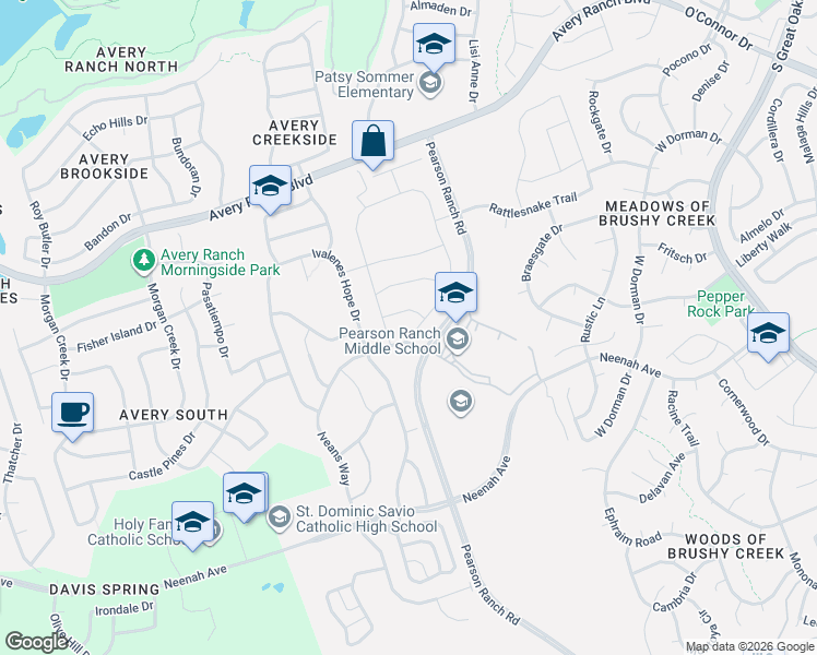 map of restaurants, bars, coffee shops, grocery stores, and more near 9609 Lavon Bend in Austin