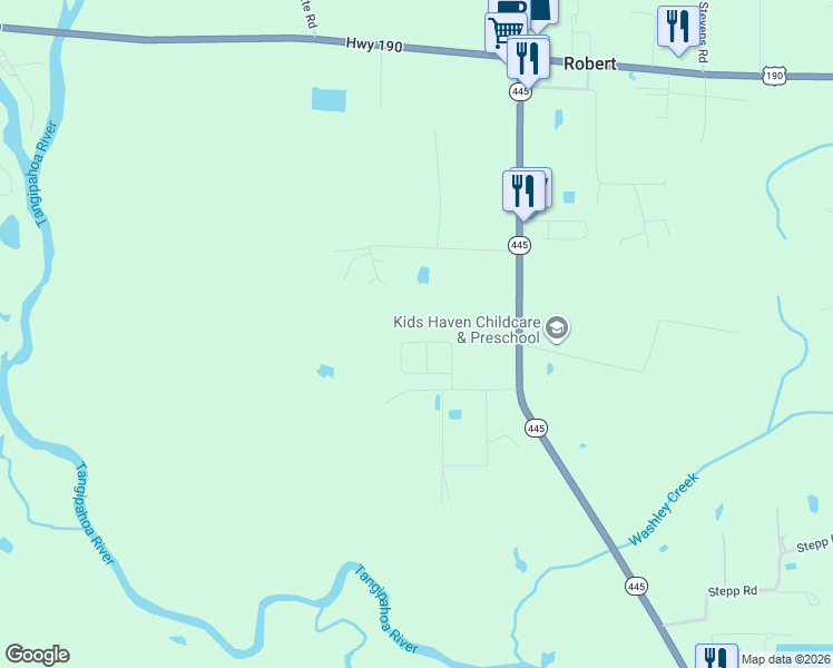 map of restaurants, bars, coffee shops, grocery stores, and more near 44144 Washley Trace Circle in Robert