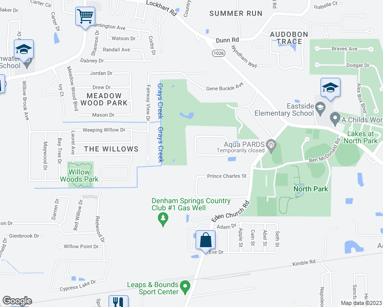 map of restaurants, bars, coffee shops, grocery stores, and more near 30423 Parkview Drive in Denham Springs