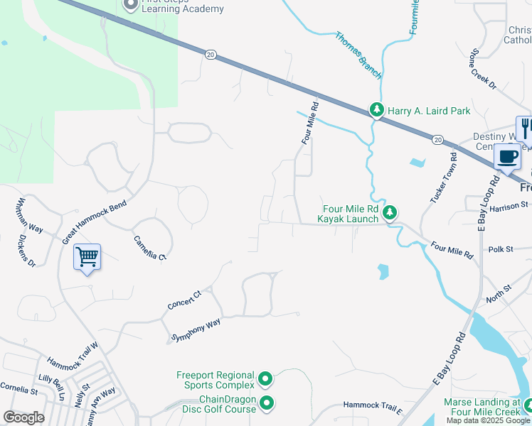 map of restaurants, bars, coffee shops, grocery stores, and more near 197 Caswell Branch Road in Freeport