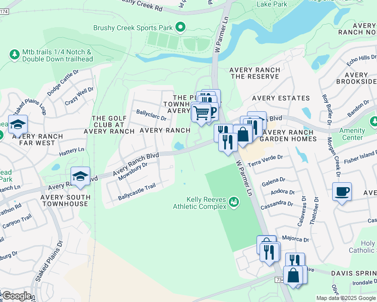 Avery Ranch Blvd Royal Tara Cove Austin Tx Walk Score Map Of Restaurants Bars Coffee S Grocery Ore Near Avery