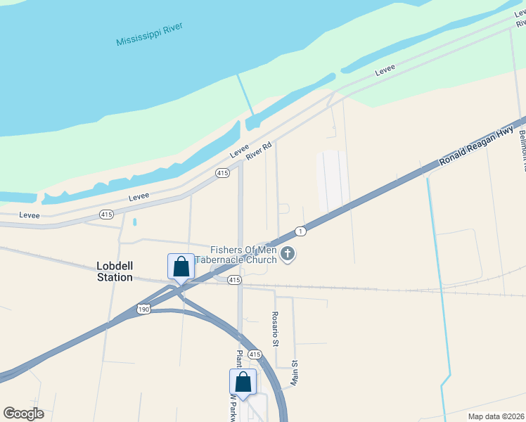 map of restaurants, bars, coffee shops, grocery stores, and more near 2049 Benedetto Lane in Port Allen