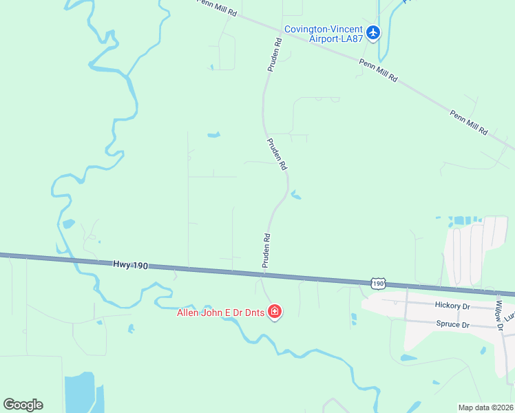 map of restaurants, bars, coffee shops, grocery stores, and more near 73121 Pruden Road in Covington