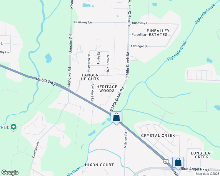 map of restaurants, bars, coffee shops, grocery stores, and more near 7002 Plank Drive in Pensacola