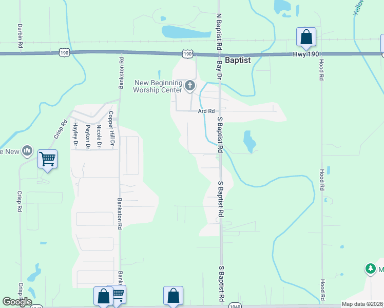 map of restaurants, bars, coffee shops, grocery stores, and more near 11508 Palmisano Drive in Hammond