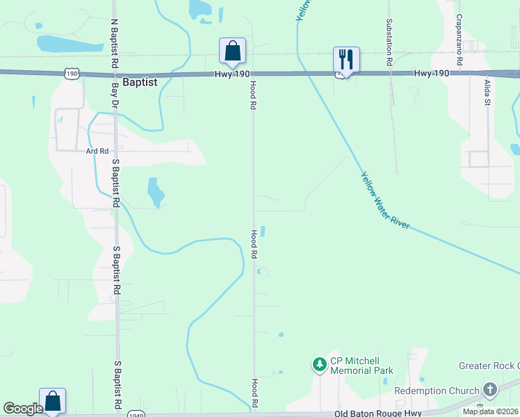 map of restaurants, bars, coffee shops, grocery stores, and more near 44398 Hood Road in Hammond